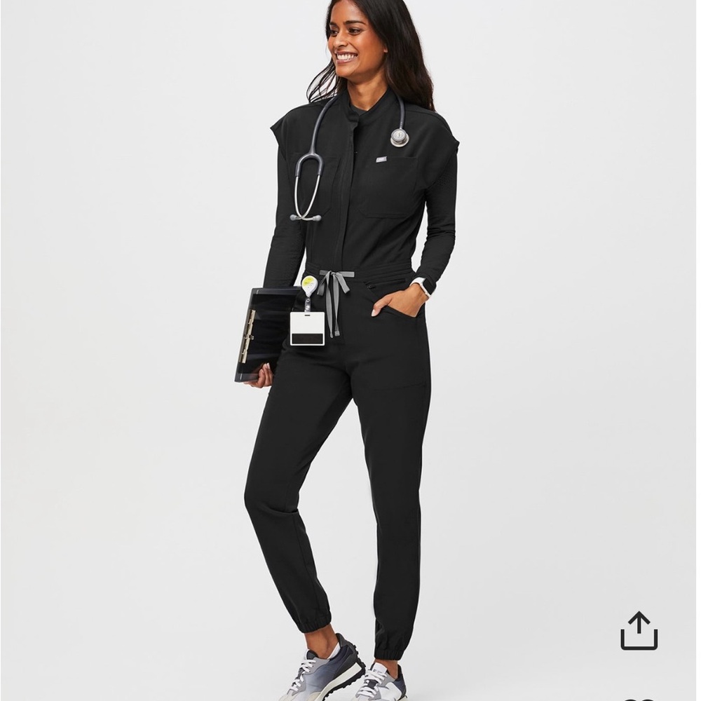 FIGS Rafaela Cargo Black Jumpsuit